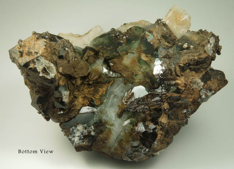 Heulandite and Calcite on Apophyllite with Chlorite inclusions from Millington Quarry, Bernards Township, Somerset County, New Jersey