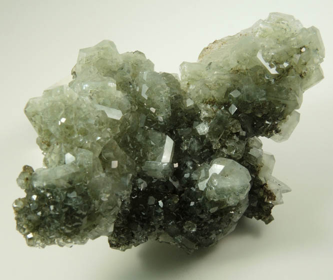 Apophyllite with Chlorite inclusions over Calcite from Millington Quarry, Bernards Township, Somerset County, New Jersey