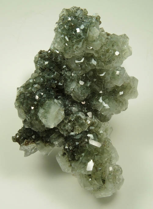 Apophyllite with Chlorite inclusions over Calcite from Millington Quarry, Bernards Township, Somerset County, New Jersey