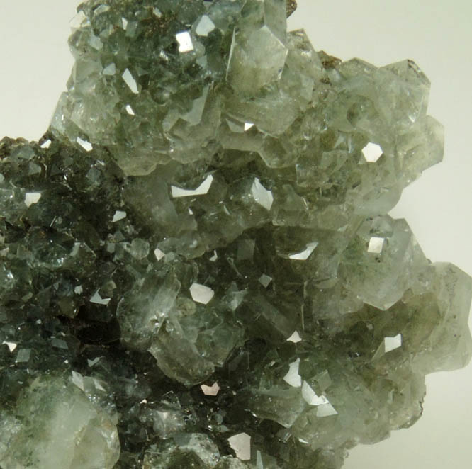 Apophyllite with Chlorite inclusions over Calcite from Millington Quarry, Bernards Township, Somerset County, New Jersey