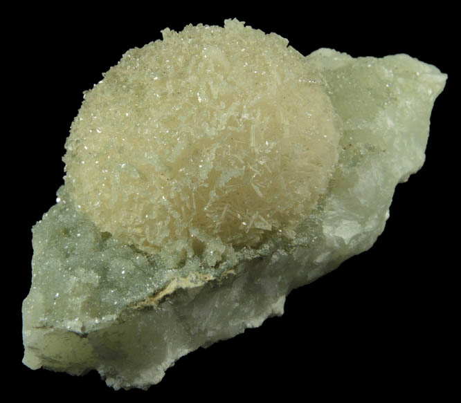 Pectolite on Datolite with Apophyllite and Hematite from Millington Quarry, Bernards Township, Somerset County, New Jersey