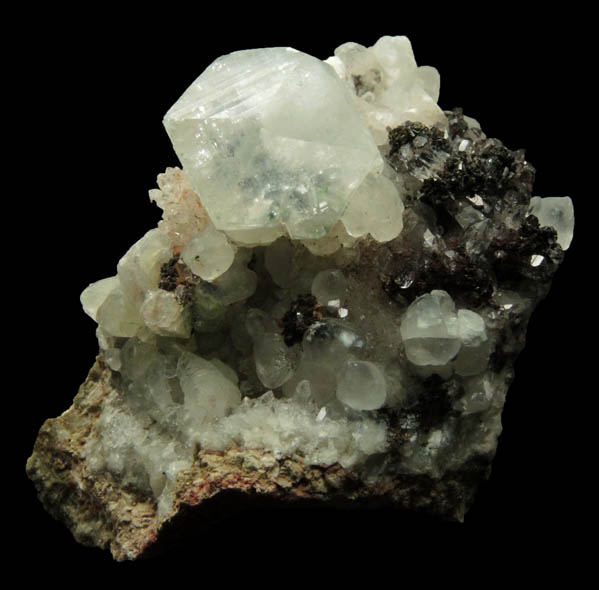 Apophyllite and Goethite on Calcite from Millington Quarry, Bernards Township, Somerset County, New Jersey