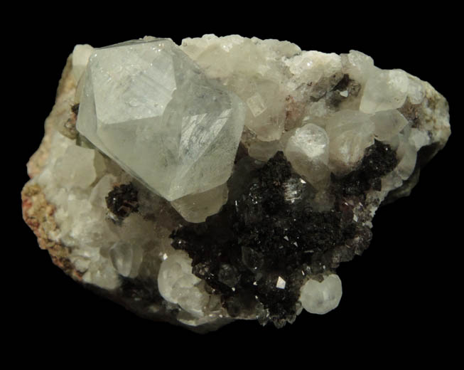 Apophyllite and Goethite on Calcite from Millington Quarry, Bernards Township, Somerset County, New Jersey