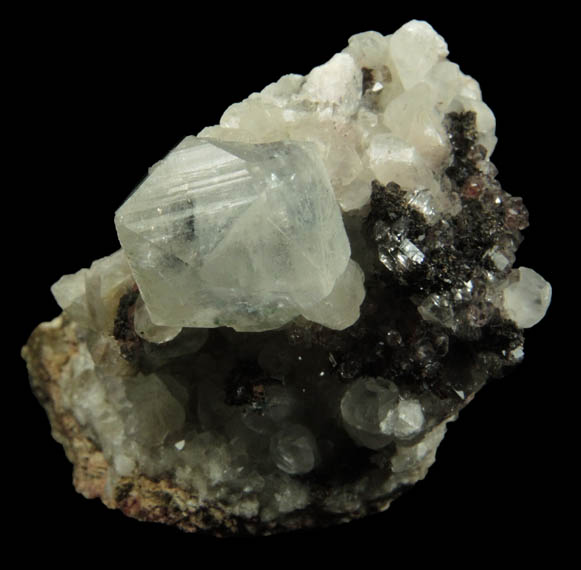 Apophyllite and Goethite on Calcite from Millington Quarry, Bernards Township, Somerset County, New Jersey