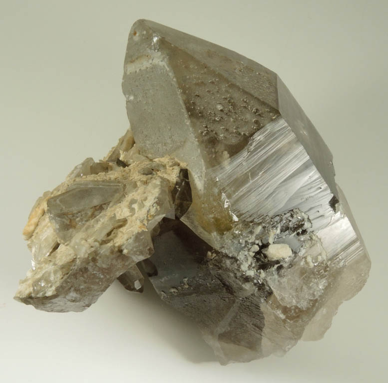 Quartz var. Smoky Quartz (with unusual inclusions in the termination) from North Moat Mountain, Bartlett, Carroll County, New Hampshire