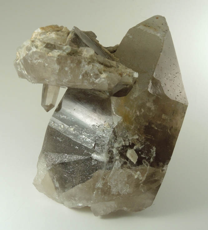 Quartz var. Smoky Quartz (with unusual inclusions in the termination) from North Moat Mountain, Bartlett, Carroll County, New Hampshire