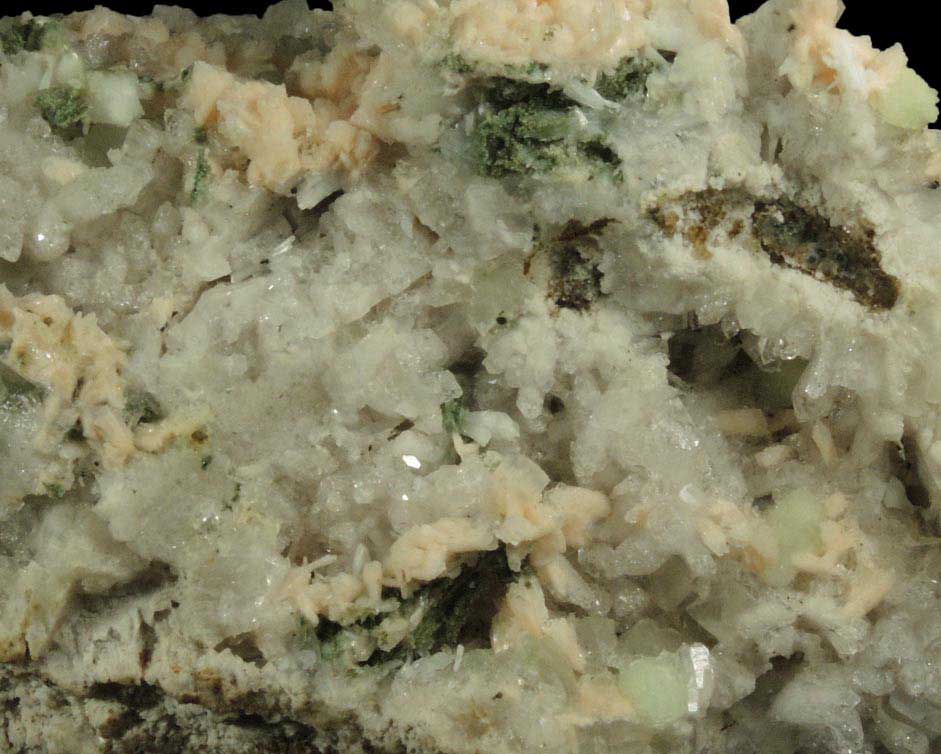 Heulandite, Albite, Prehnite, Quartz, Laumontite from Upper New Street Quarry, Paterson, Passaic County, New Jersey