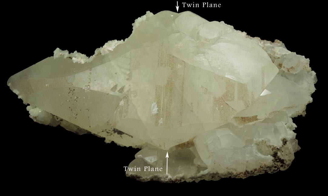 Calcite (twinned crystals) with Laumontite and Prehnite from Upper New Street Quarry, Paterson, Passaic County, New Jersey