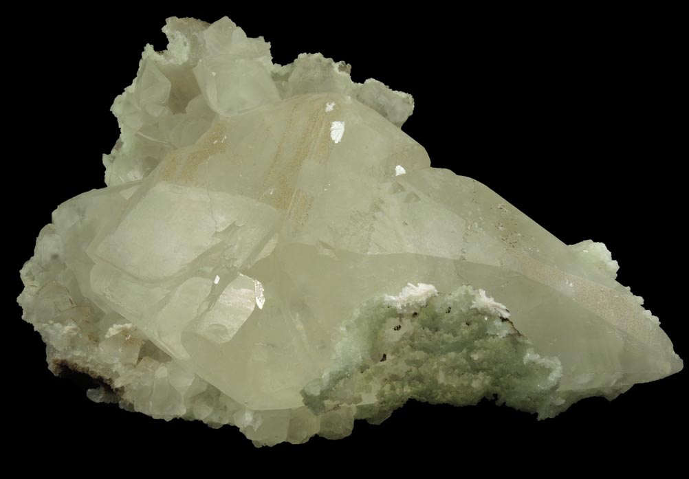 Calcite (twinned crystals) with Laumontite and Prehnite from Upper New Street Quarry, Paterson, Passaic County, New Jersey