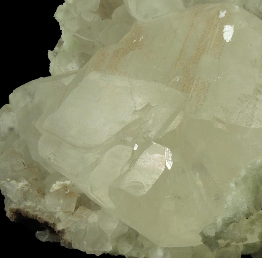 Calcite (twinned crystals) with Laumontite and Prehnite from Upper New Street Quarry, Paterson, Passaic County, New Jersey