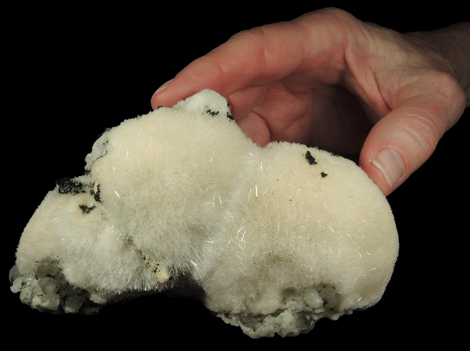 Natrolite over Calcite and Babingtonite from Upper New Street Quarry, Paterson, Passaic County, New Jersey