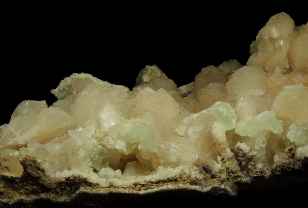 Stilbite with minor Prehnite and Calcite from Upper New Street Quarry, Paterson, Passaic County, New Jersey