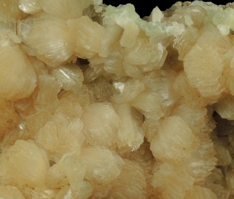 Stilbite with minor Prehnite and Calcite from Upper New Street Quarry, Paterson, Passaic County, New Jersey