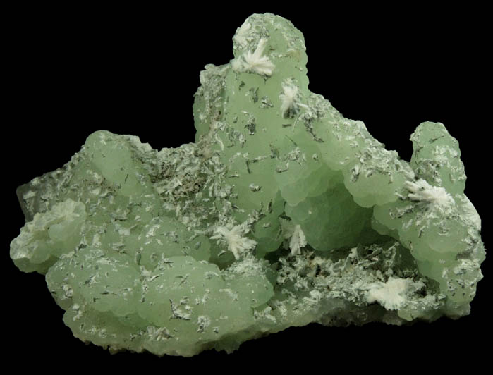 Prehnite pseudomorphs after Anhydrite with Babingtonite, Actinolite and Laumontite from Upper New Street Quarry, Paterson, Passaic County, New Jersey