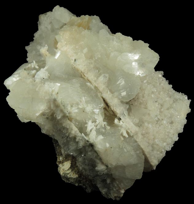 Heulandite, Prehnite, Stilbite, Laumontite, Calcite on Quartz pseudomorph after Anhydrite from Upper New Street Quarry, Paterson, Passaic County, New Jersey