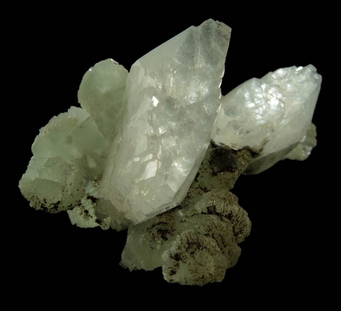 Heulandite on Prehnite from Upper New Street Quarry, Paterson, Passaic County, New Jersey