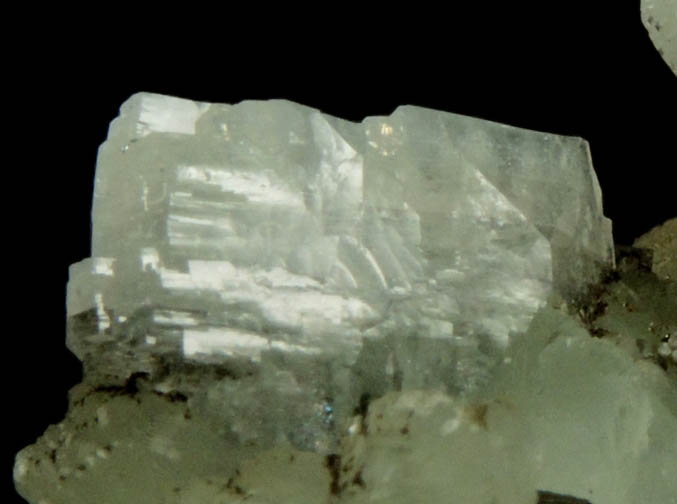 Heulandite on Prehnite from Upper New Street Quarry, Paterson, Passaic County, New Jersey