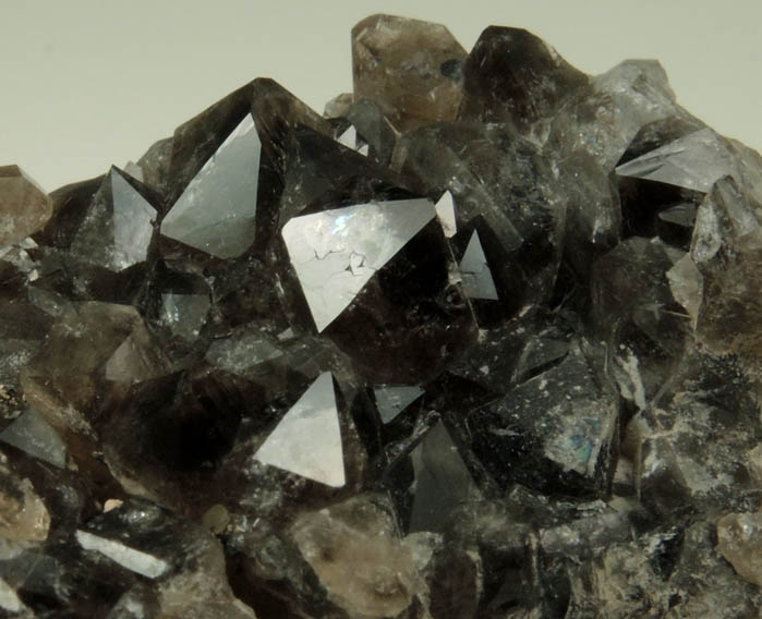 Quartz var. Smoky Quartz with Calcite and pseudomorphic mold after Anhydrite from Upper New Street Quarry, Paterson, Passaic County, New Jersey