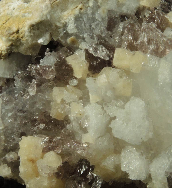 Heulandite, Chabazite (penetration twinned) and Quartz var. Smoky-Amethyst from Upper New Street Quarry, Paterson, Passaic County, New Jersey