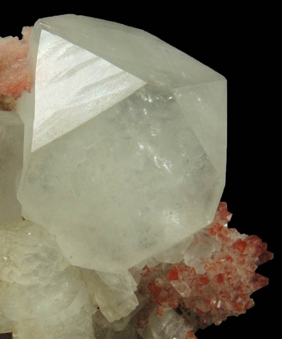 Apophyllite, Stilbite, Heulandite and Quartz exhibiting piezoelectric Hematite deposition from Upper New Street Quarry, Paterson, Passaic County, New Jersey