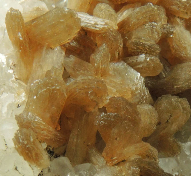 Stilbite on Calcite with Chamosite from Upper New Street Quarry, Paterson, Passaic County, New Jersey