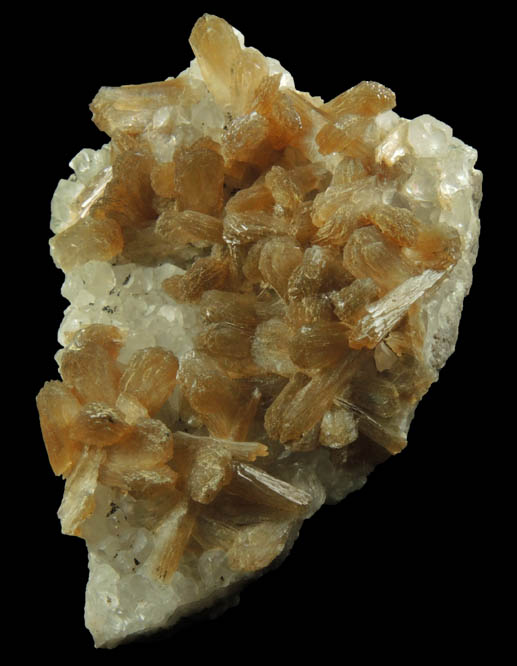 Stilbite on Calcite with Chamosite from Upper New Street Quarry, Paterson, Passaic County, New Jersey