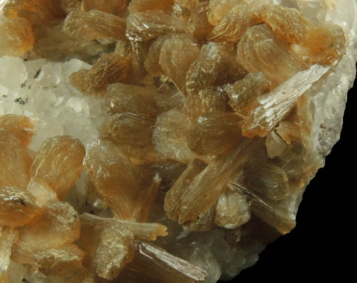 Stilbite on Calcite with Chamosite from Upper New Street Quarry, Paterson, Passaic County, New Jersey