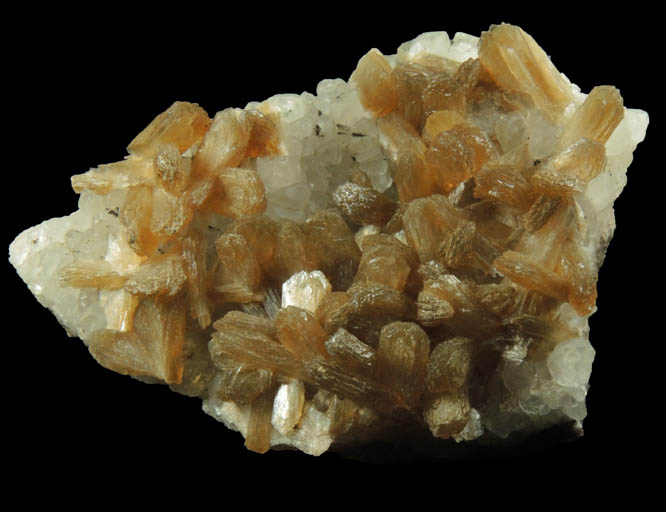 Stilbite on Calcite with Chamosite from Upper New Street Quarry, Paterson, Passaic County, New Jersey