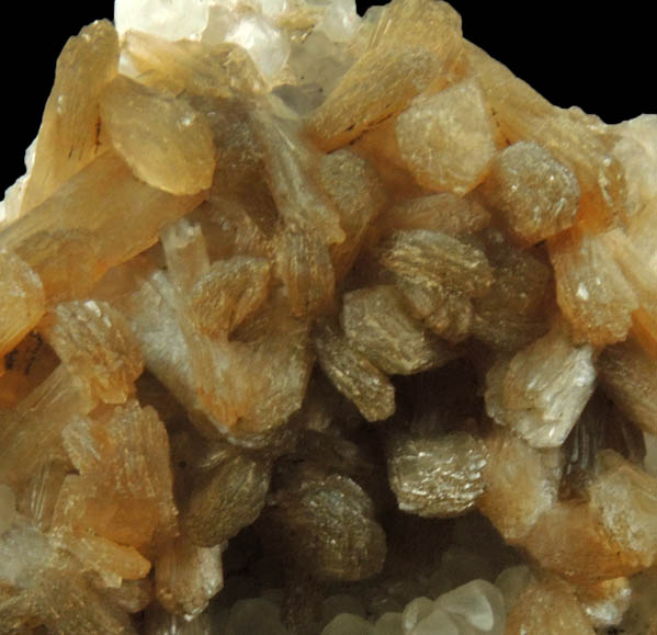 Stilbite on Calcite with Chamosite from Upper New Street Quarry, Paterson, Passaic County, New Jersey