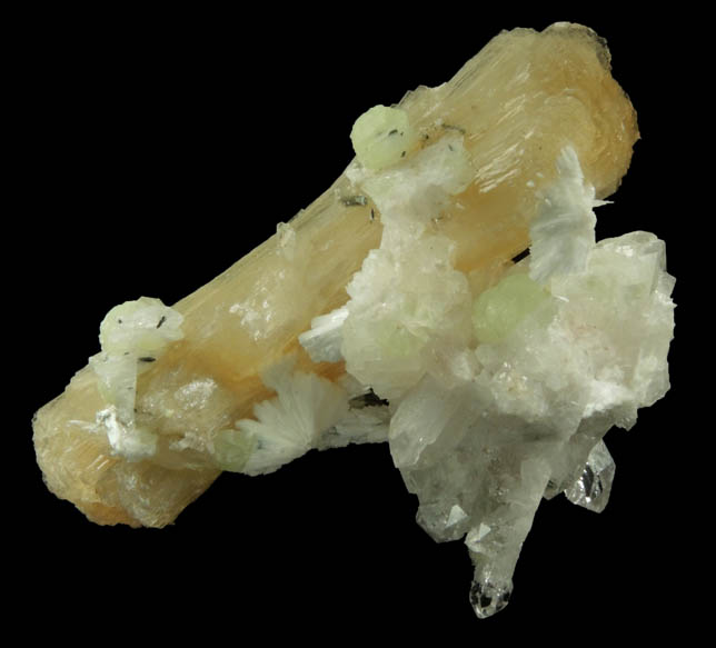 Stilbite, Prehnite, Laumontite, Quartz from Upper New Street Quarry, Paterson, Passaic County, New Jersey