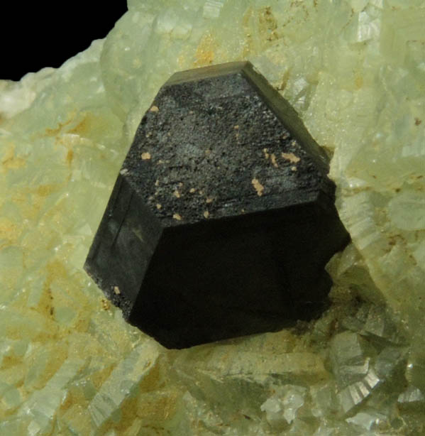 Sphalerite on Prehnite and Calcite from Millington Quarry, Bernards Township, Somerset County, New Jersey