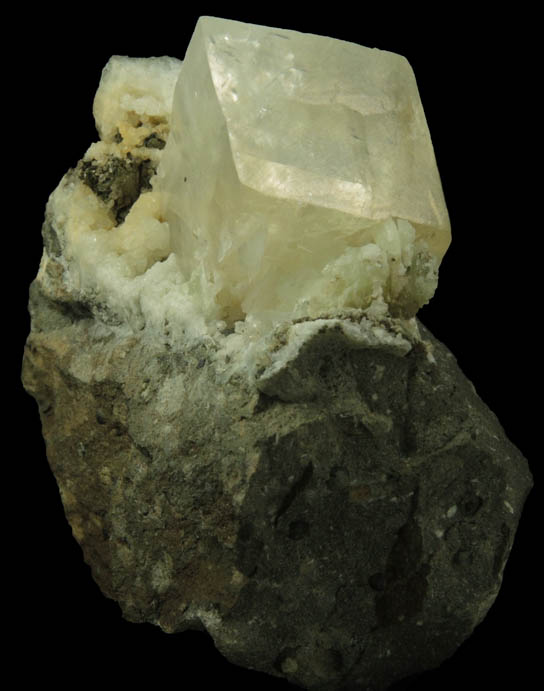 Calcite on Prehnite with (Pyrrhotite?) from Millington Quarry, Bernards Township, Somerset County, New Jersey