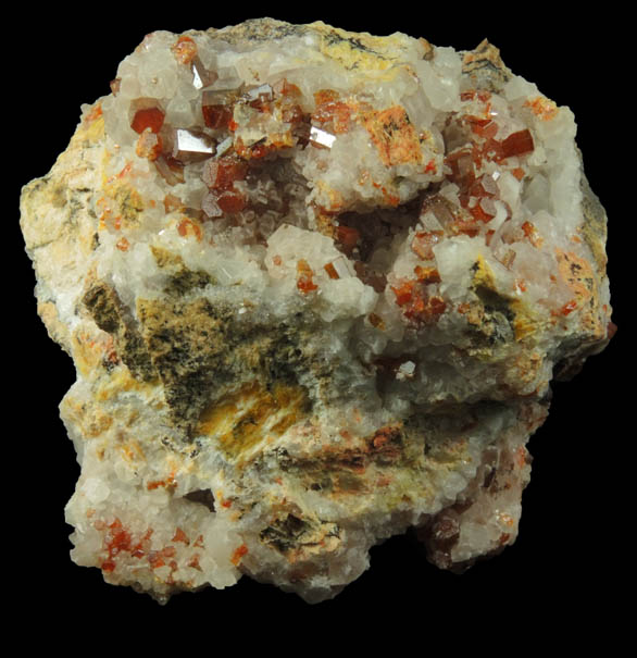 Vanadinite on Calcite from Apex Mine, San Carlos, Manuel Benavides, Chihuahua, Mexico