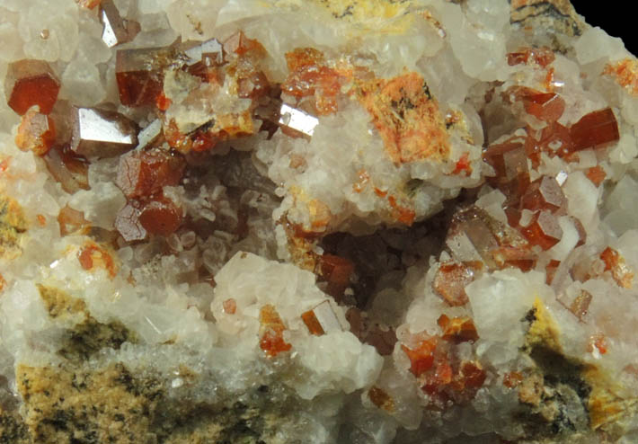 Vanadinite on Calcite from Apex Mine, San Carlos, Manuel Benavides, Chihuahua, Mexico