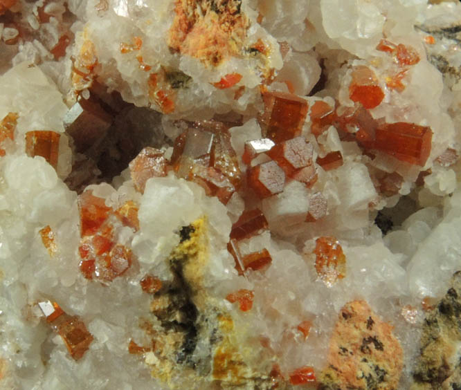 Vanadinite on Calcite from Apex Mine, San Carlos, Manuel Benavides, Chihuahua, Mexico