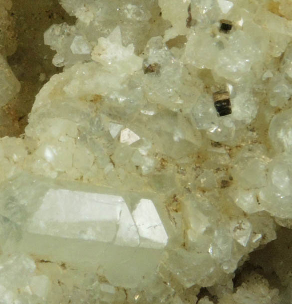 Apophyllite on Datolite with Pyrite and Goethite from Millington Quarry, Bernards Township, Somerset County, New Jersey