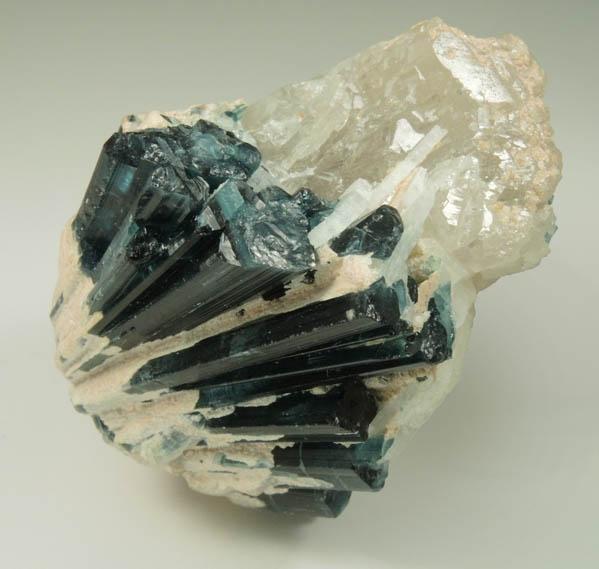 Elbaite var. Indicolite Tourmaline in Albite var. Cleavelandite from Paprok, Kamdesh District, Nuristan Province, Afghanistan