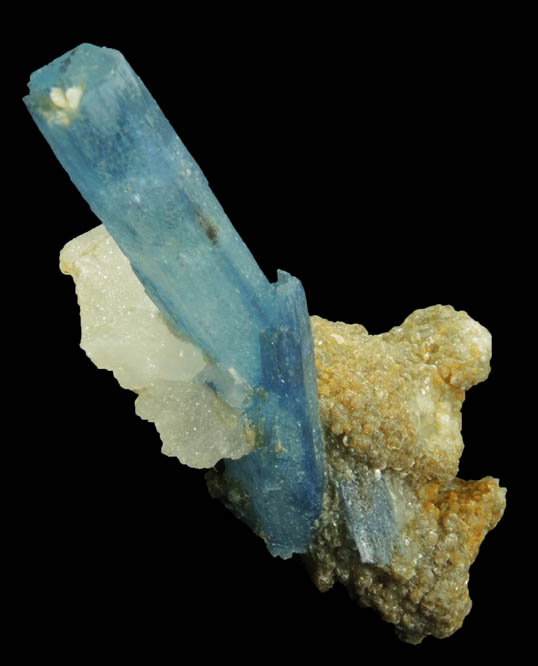Beryl var. Aquamarine (curved healed crystal) with Quartz from Shigar Valley, Skardu District, Gilgit-Baltistan, Pakistan