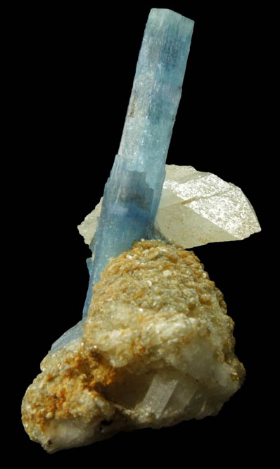 Beryl var. Aquamarine (curved healed crystal) with Quartz from Shigar Valley, Skardu District, Gilgit-Baltistan, Pakistan