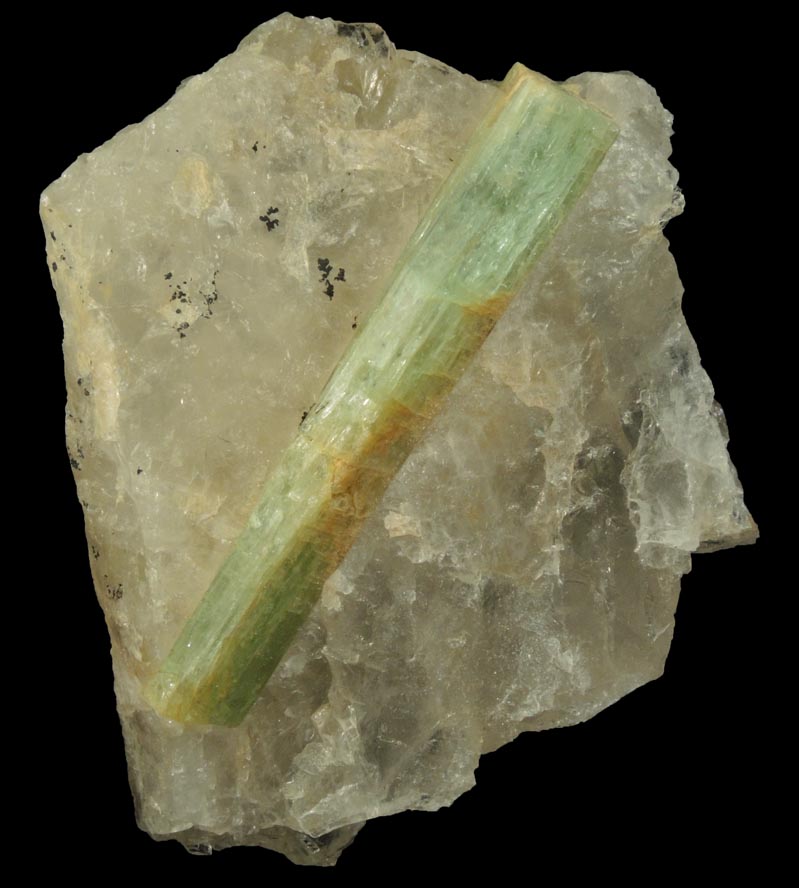Beryl var. Aquamarine in Quartz from McAllister Prospect, Wiley Mountain, Stow, Oxford County, Maine