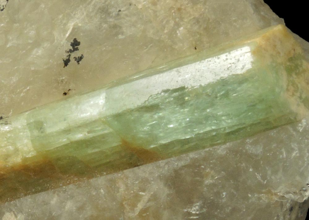 Beryl var. Aquamarine in Quartz from McAllister Prospect, Wiley Mountain, Stow, Oxford County, Maine