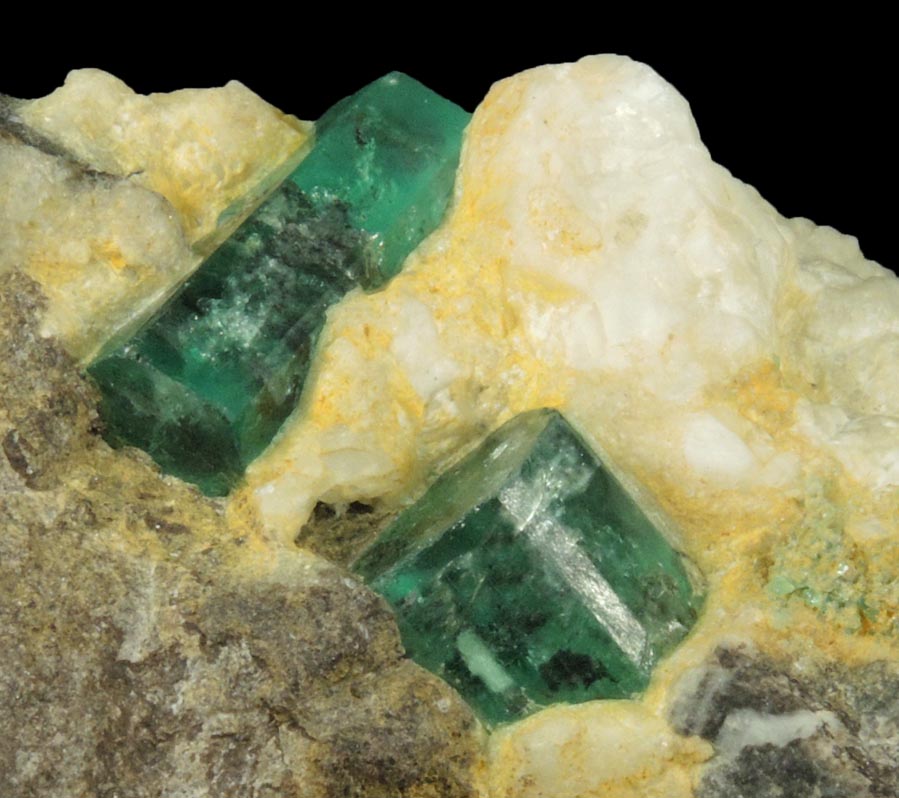 Beryl var. Emerald in Calcite from Muzo Mine, Vasquez-Yacopi Mining District, Colombia