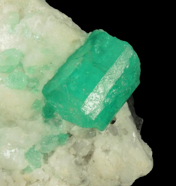 Beryl var. Emerald in Calcite from Muzo Mine, Vasquez-Yacopi Mining District, Colombia