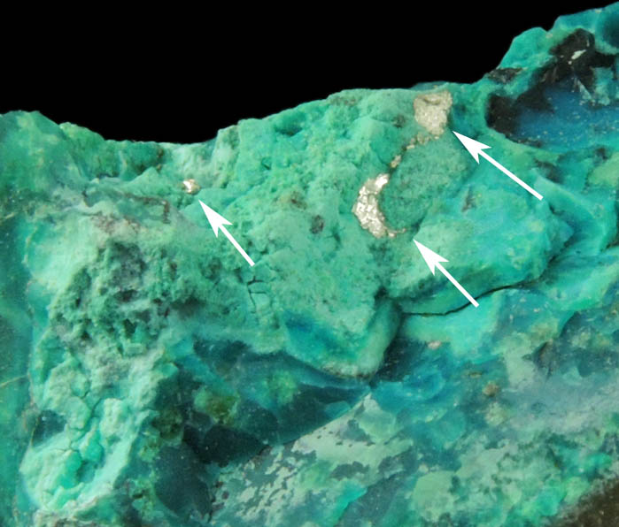 Silver in Chrysocolla from Chimney Rock Quarry, Bound Brook, Somerset County, New Jersey