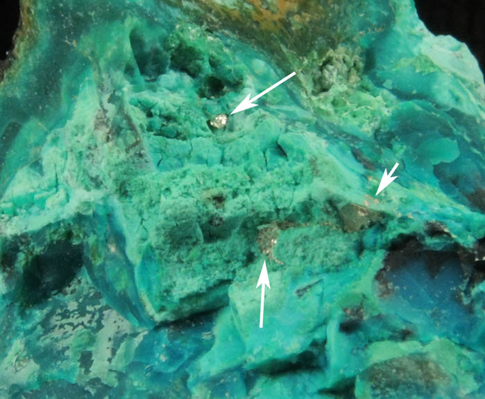 Silver in Chrysocolla from Chimney Rock Quarry, Bound Brook, Somerset County, New Jersey