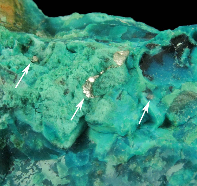 Silver in Chrysocolla from Chimney Rock Quarry, Bound Brook, Somerset County, New Jersey