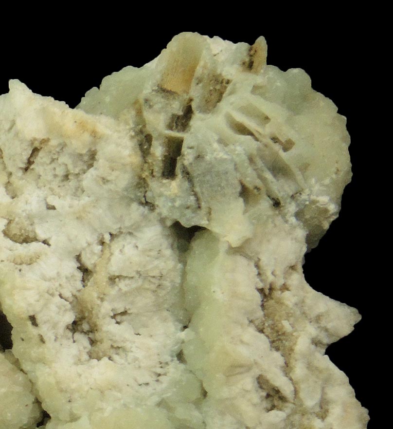 Prehnite pseudomorphs after Anhydrite with Calcite from Silliman Quarry (Woodbury Trap Rock Quarry), east of Woodbury, Litchfield County, Connecticut