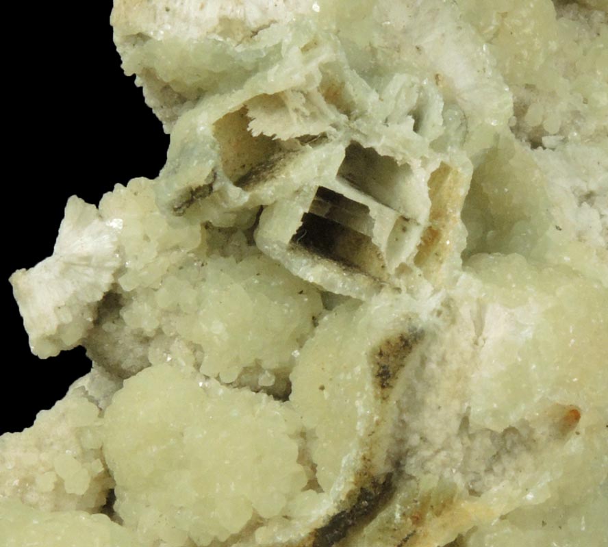 Prehnite pseudomorphs after Anhydrite with Calcite from Silliman Quarry (Woodbury Trap Rock Quarry), east of Woodbury, Litchfield County, Connecticut