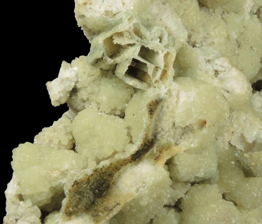 Prehnite pseudomorphs after Anhydrite with Calcite from Silliman Quarry (Woodbury Trap Rock Quarry), east of Woodbury, Litchfield County, Connecticut