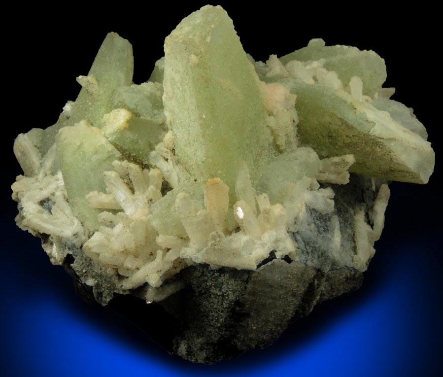 Datolite, Danburite, Quartz on Sphalerite from Charcas, San Luis Potos, Mexico